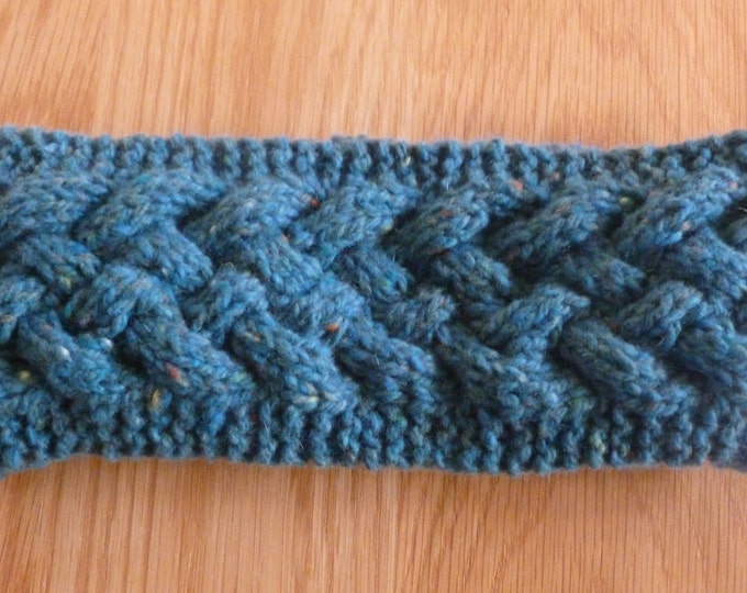 Knitting Kit for 2 Cabled Cosy Headbands, Aran, 2 designs, Rico Fashion Modern Tweed, cable pin, Wee Window Designs, made in Scotland, knit
