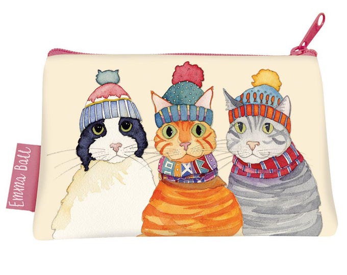 Zipped Purse by Emma Ball, various lovely designs, storage for knitters notions, cotton, lined, zipped, 13.5 x 9 cm, gift for crafters