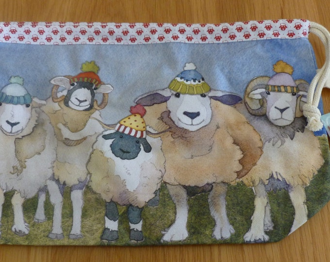 Drawstring Project Bags, by Emma Ball, lined cotton, various designs