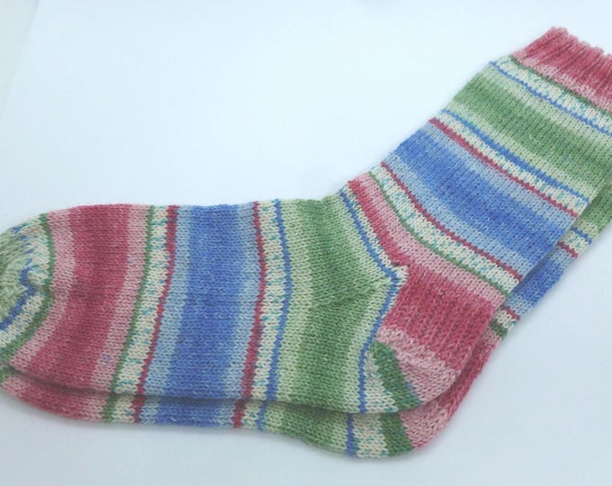 Handknitted Socks, comfy, warm, machine washable, handknit in Scotland, UK women's size 5/6, colourful
