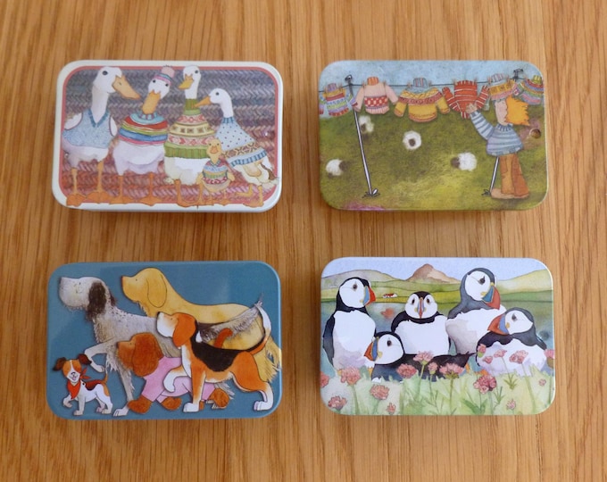 Pocket Tins, by Emma Ball, with sliding lid, choice of designs, 6 x 4 cm