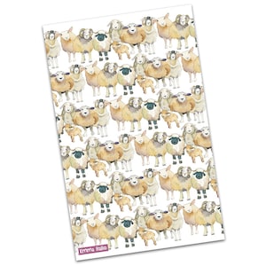 Tea Towels, by Emma Ball, cotton, made in UK, crafters gift, 48 x 76 cm, various designs, for knitters and crafters, sheep, puffins, gnomes