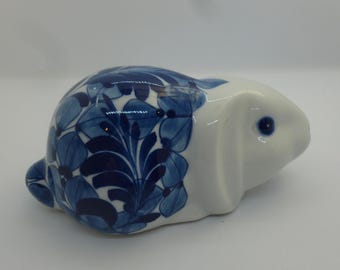 Mooie vintage librasco konijn, zeldzaam, blauw en wit, porselein, ornament, gemaakt in de Filippijnen, prachtig ontwerp, 13 cm x 8 cm, 7 cm hoog