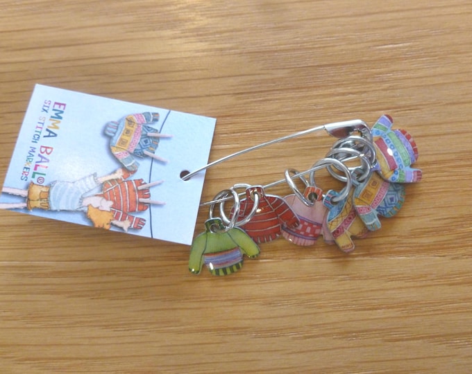 Stitch markers by Emma Ball, set of 6, various designs