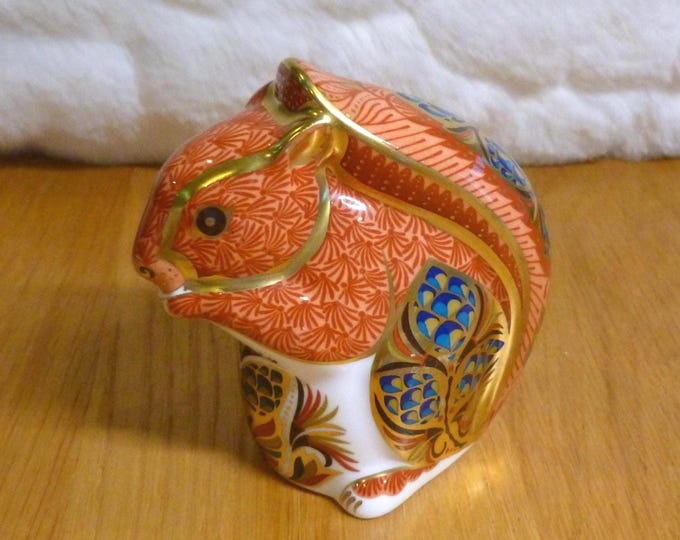 Royal Crown Derby Red Squirrel, vintage, silver stopper, paperweight, gold, 9 cm