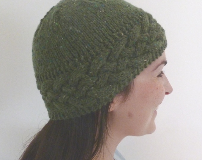Cabled hat knitting pattern, Aran, PDF, digital download, the Hawick Hat, Wee Window Design, Scotland, knitting pattern, Rico Modern Tweed