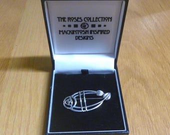 Vintage Silver Brooch, art nouveau, Charles Rennie MacKintosh inspired, The Roses Collection, 5 cm