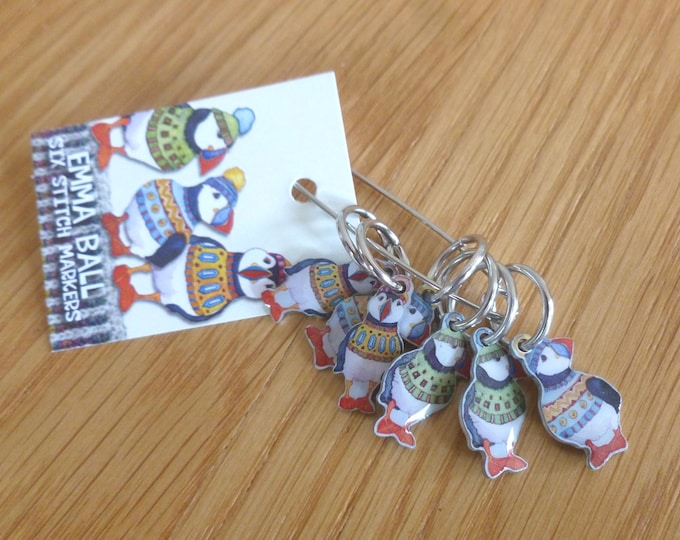 Stitch markers by Emma Ball, set of 6, various designs