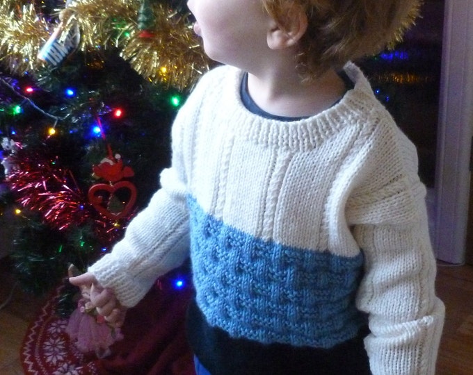 St Andrews Striped Sweater, knitting pattern, Aran, PDF, childs, digital download, 3-4 yrs, 5-6 yrs, Wee Window Design, from Scotland