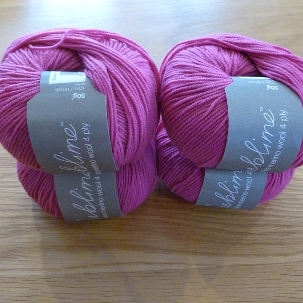 Sublime Extrafine Merino, 4 fädig, Wolle, Strickgarn, 50g, tief pink, fingering, 175m, weich, waschbar, Handstrick