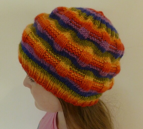 Rainbow Toorie Hat Knitting Pattern PDF Digital Download