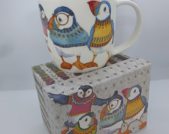 Emma Ball Mugs, boxed, china mug, Sheep in Sweaters, Woolly Puffins, CatsinHats, Woollies, Sealife, Happy Sheep, Felted Sheep, Gift box