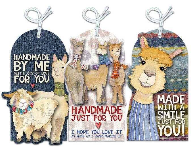 Crafting Tags by Emma Ball, gift tags, knitters, crafters, pack of 12, 3 designs, blank on reverse, labels, for handknits, gifts