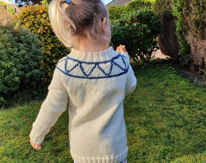 KNITTING PATTERN, Struie Sweater, Digital Download, PDF, designed in Scotland, dk, children's, Wee Window design, sizes 2 - 7 years