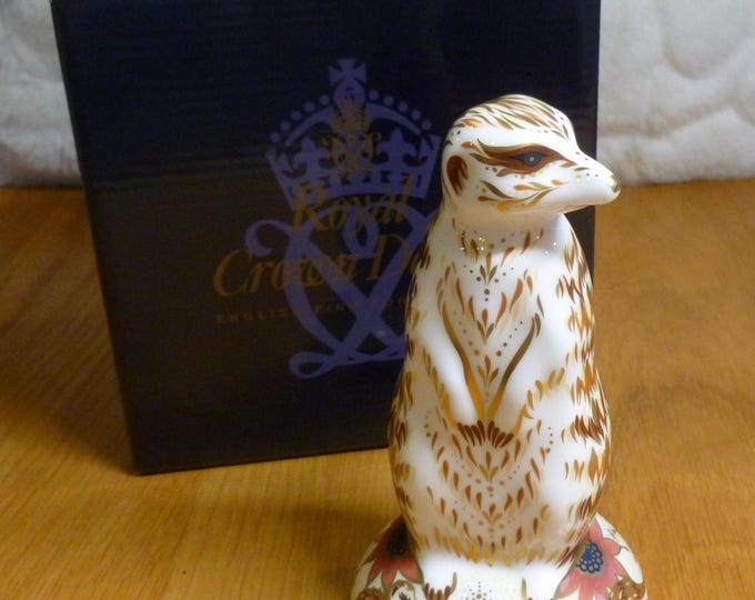 Royal Crown Derby Meerkat, 2007, handpainted, gold, 13 cm, boxed