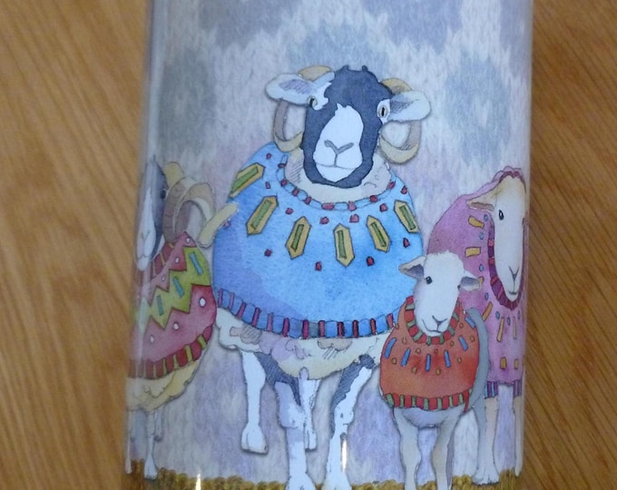 Emma Ball Storage Tin, Tall Round Caddy, Sheep In Sweaters, knitters, storage, 16.5 cm x 10 cm