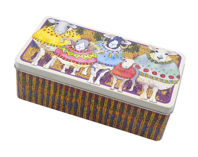 Storage Tins by Emma Ball, large, knitters and crafters, for needles, buttons, stitch markers, cable pins....various designs