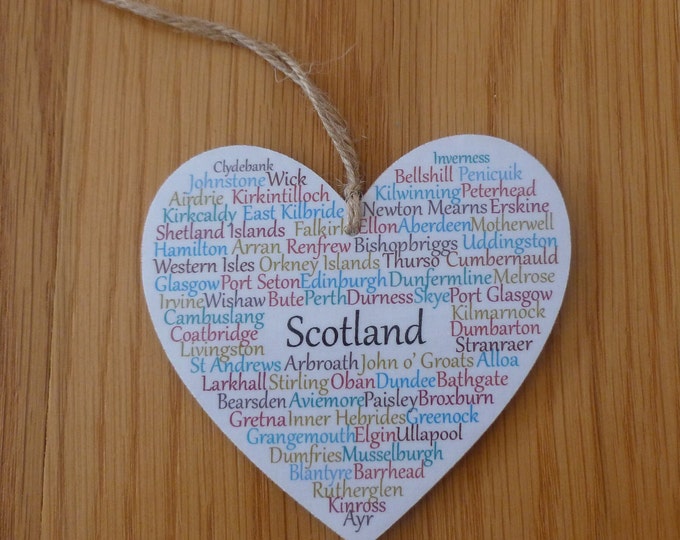 Heart Shaped Decorative Wooden Ornament, Scotland, memorabilia, place names, wooden, made in the Orkney