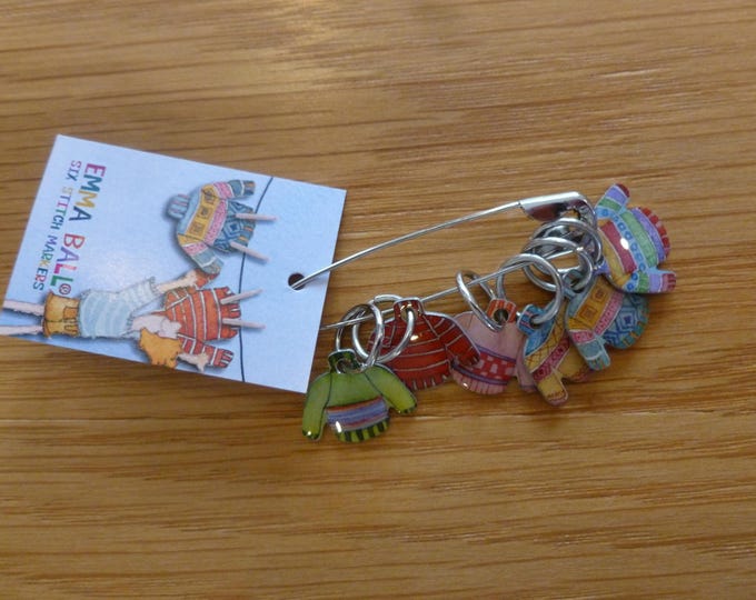 Stitch markers by Emma Ball, set of 6, various designs, knitters