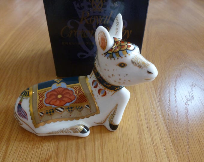 Royal Crown Derby Donkey Foal, signed by John Ablitt designer, gold stopper, handpainted collectable