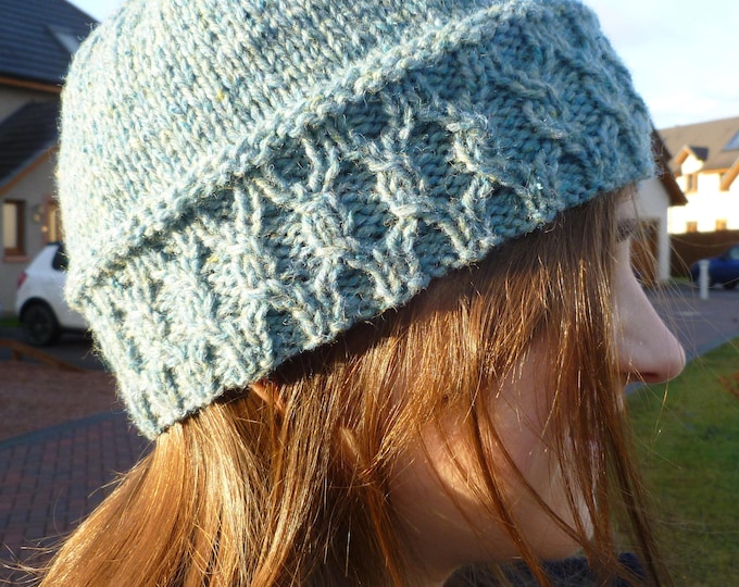 KNITTING PATTERN, The Crathes Crown, digital download, PDF knitting pattern, hat, aran wool, designed in Scotland