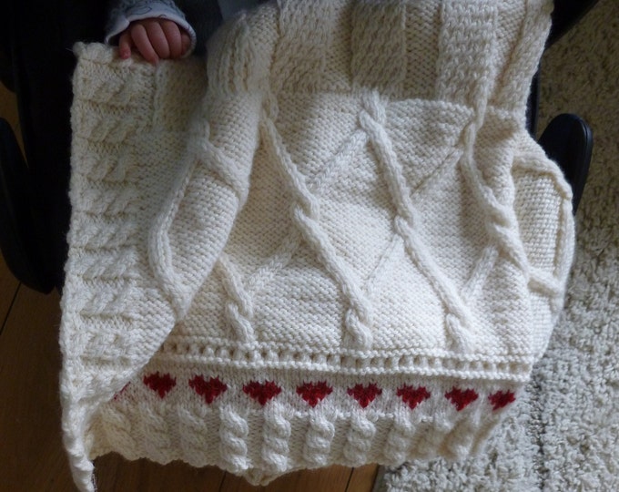 Knitting Pattern for Aran Baby Blanket, Digital Download, PDF digital download