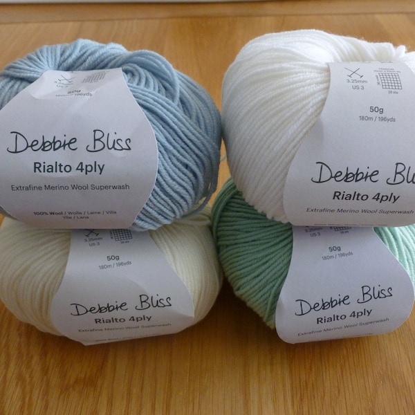 Debbie Bliss Rialto 4ply, wełna merynosów Extrafine, 4-nitkowa, włóczka do robótek ręcznych, 50g, superwash, wełna