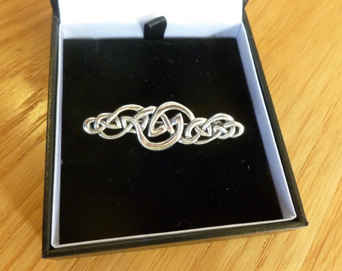 Vintage Silver Celtic Knot Brooch, 925, Scottish, 5 cm