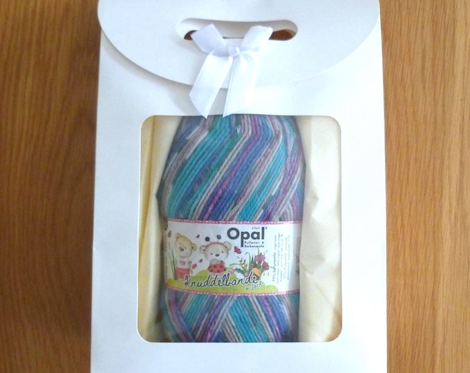 Bluey Beanie Knitting Kit, Opal 6ply, DK, Wee Window design