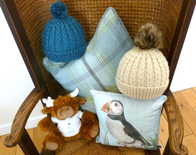 Ladder Bobble Hat Knitting Pattern, Aran, no cables, PDF, digital download