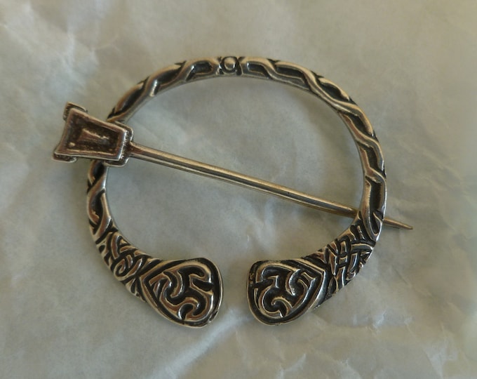 Vintage Silver Pennanular Shawl Pin, by Robert Allison, hallmarked, 1950's, Scottish, celtic design, silver