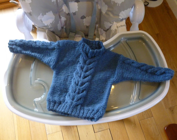 Knitting Pattern, The Banchory Sweater, PDF digital download, designed in Scotland, baby, 6-9 months, 9-12 months, simple cables