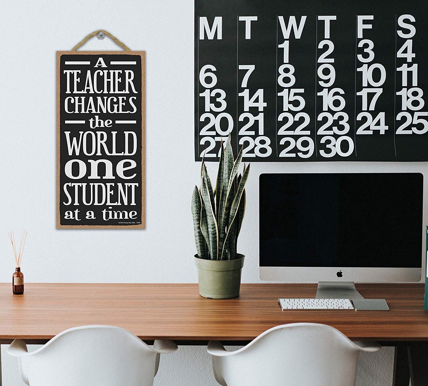 5 x 10 inch Wood Sign A Teacher Changes The World One Student at a Time 