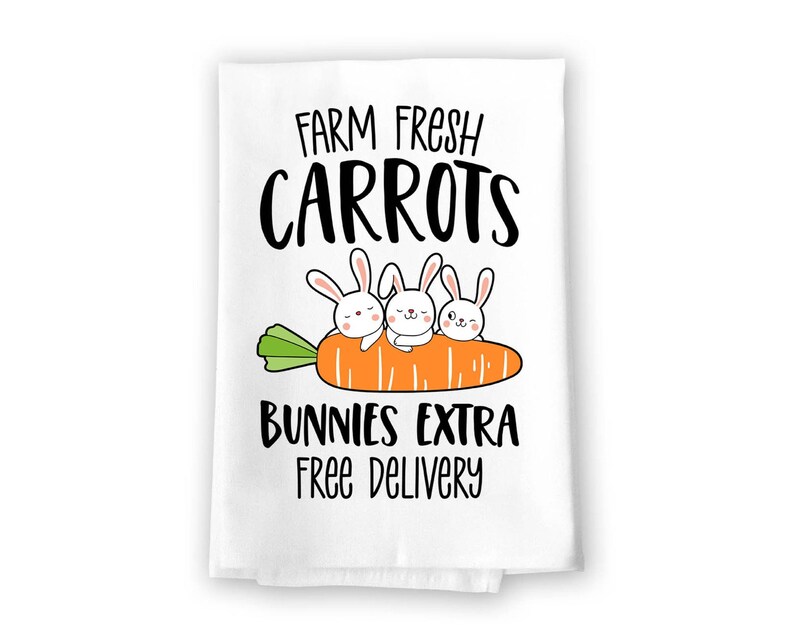 Absorbent Flour Sack Dish and Hand Cotton Towel Honey Dew Gifts Fresh Farm Carrots Bunny Kitchen Towels for Easter Bunnies Extra