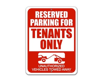 Lagoog Reserved Parking for Tenants Only Unauthoried Vehicles Will Be Towed Sign Safety Sign Retro Vintage Metal Tin Sign 8X12 Inch for Bar Coffee Cafe Afternoon Tea Barbecue Shop 
