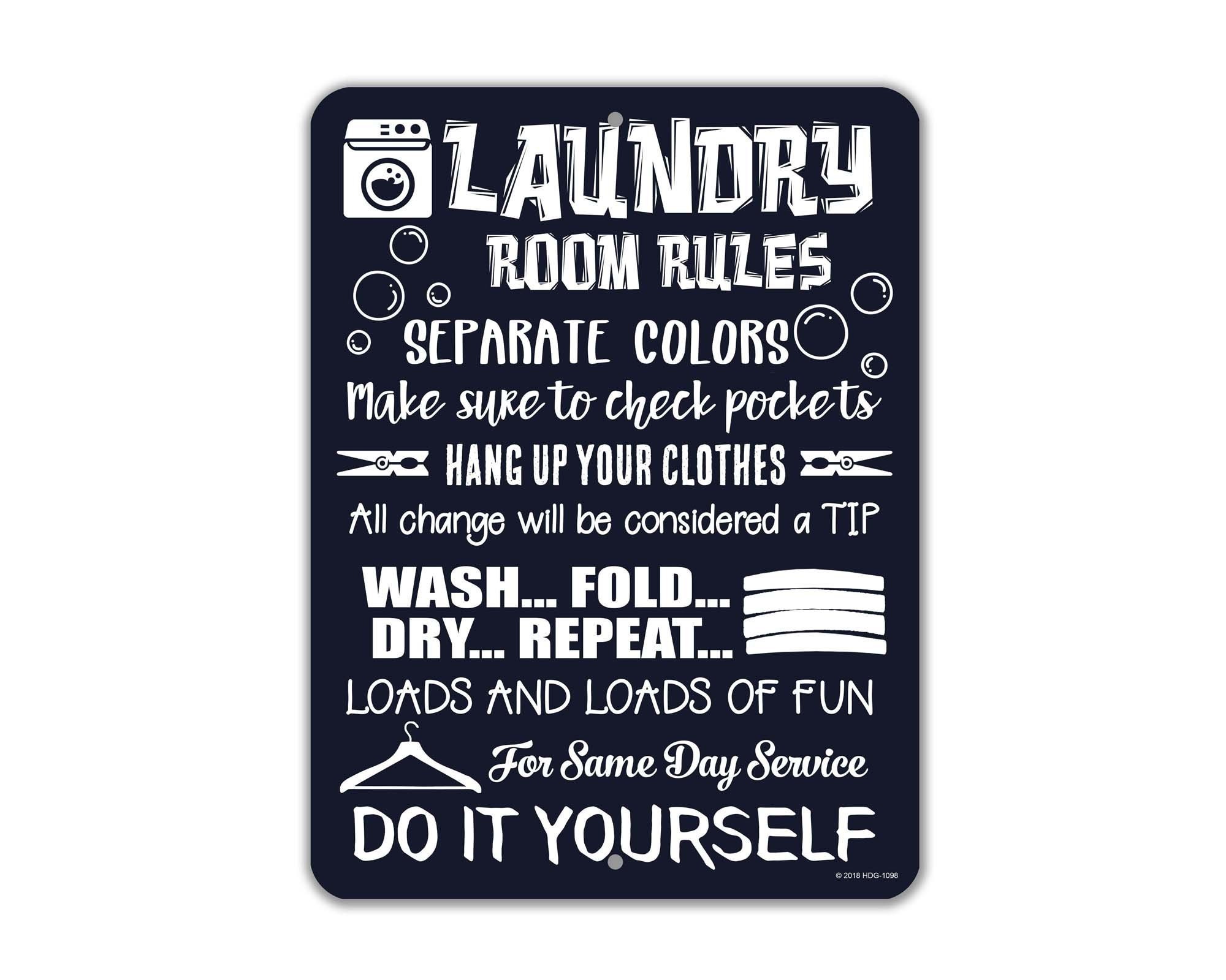 Laundry Room Rules Sconosciuto Lavanderia Decor 8 x 12 cartelli Divertenti in Latta 