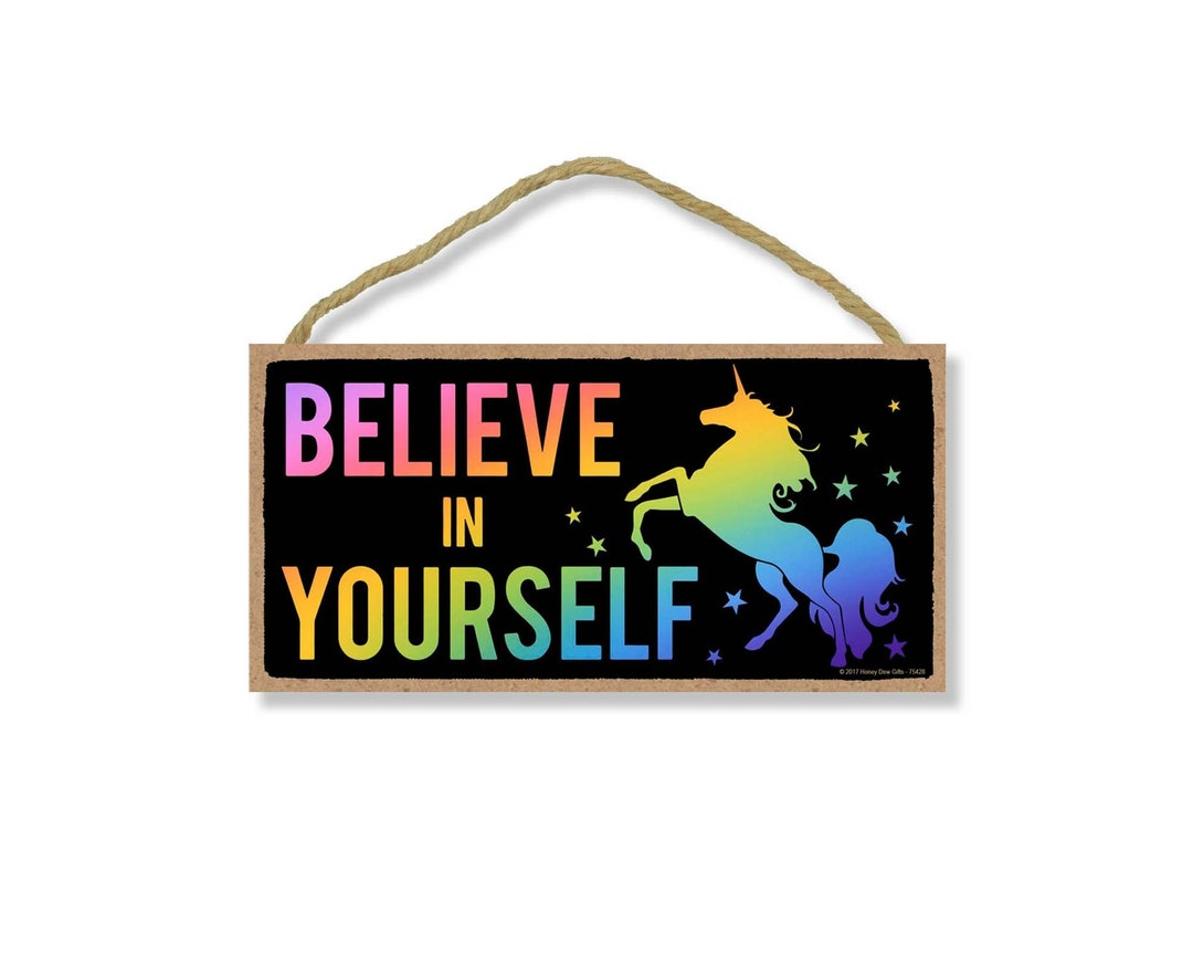 Believe in Yourself Rainbow Unicorn 5 X 10 Inch Hanging - Etsy