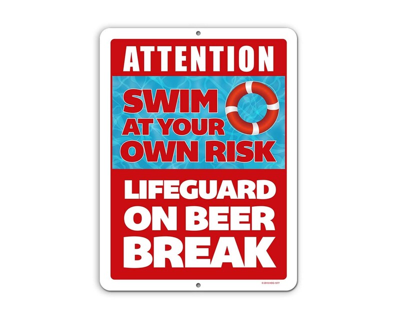 Funny Pool Sign Lifeguard on Beer Break 9 X12 Inch Pool Etsy