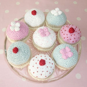 Cupcake Knitting Pattern, Digital Download, Tiered Tray Decor, Knitted Afternoon Tea cake, Toy Food image 5