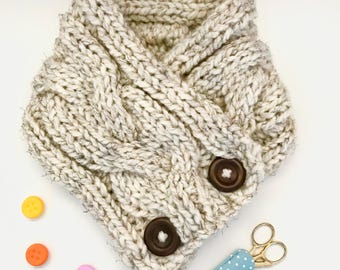 Neck Warmer Scarf, Digital Knitting Pattern, Simple and Quick, Super Bulky Yarn