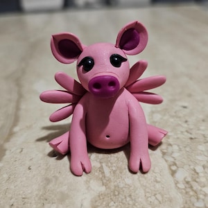 pig with wings figurine, handmade piggy sculpture, one in a kind pig statue, miniature pig, polymer clay pig figure, fantasy art