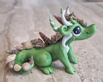 polymer clay dragon figurine, handmade dragon sculpture, collectible dragons, miniature dragon figure, desk decoration, fantasy art