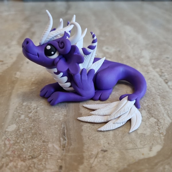 angel dragon figurine, polymer clay dragon sculpture, miniature dragon, oryginal gift idea, tiny art, fairy garden dragon