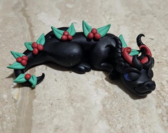 Kerstdraakbeeldje, handgemaakte drakensculptuur