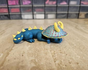 Mushroom dragon figurine, handmade dragon sculpture, miniature dragon figure, tiny art, polymer clay dragon, clay creation, fantasy art