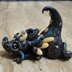 galaxy dragon, hand crafted dragon from polymer clay, one in a kind dragon scultpure, oryginal gift idea, fantasy art, angel dragon, kawaii