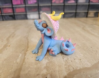 Mushroom dragon figurine, handmade dragon sculpture, polymer clay dragon statue, miniature dragon figure, tiny art, fantasy dragon art