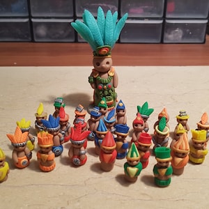 Tzolk&#39;in The Mayan Calendar worker meeples + starting player token GRATIS, board game tokens handmade using polymer clay