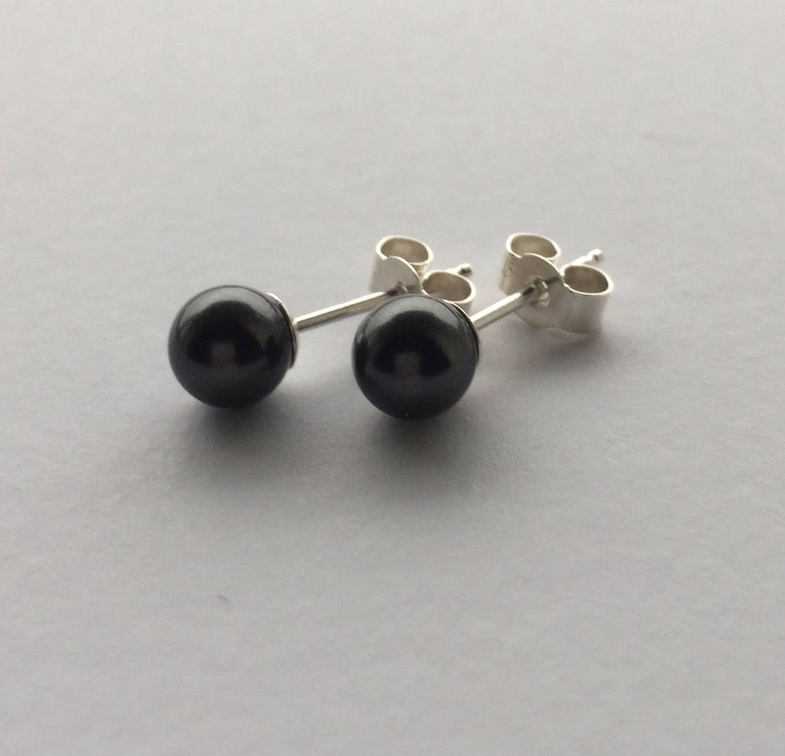 Black Pearl Stud Earrings. Made With Sterling Silver. Etsy UK
