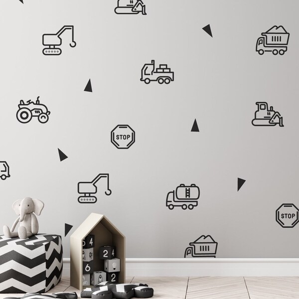Car Digger Wall Stickers Etsy UK